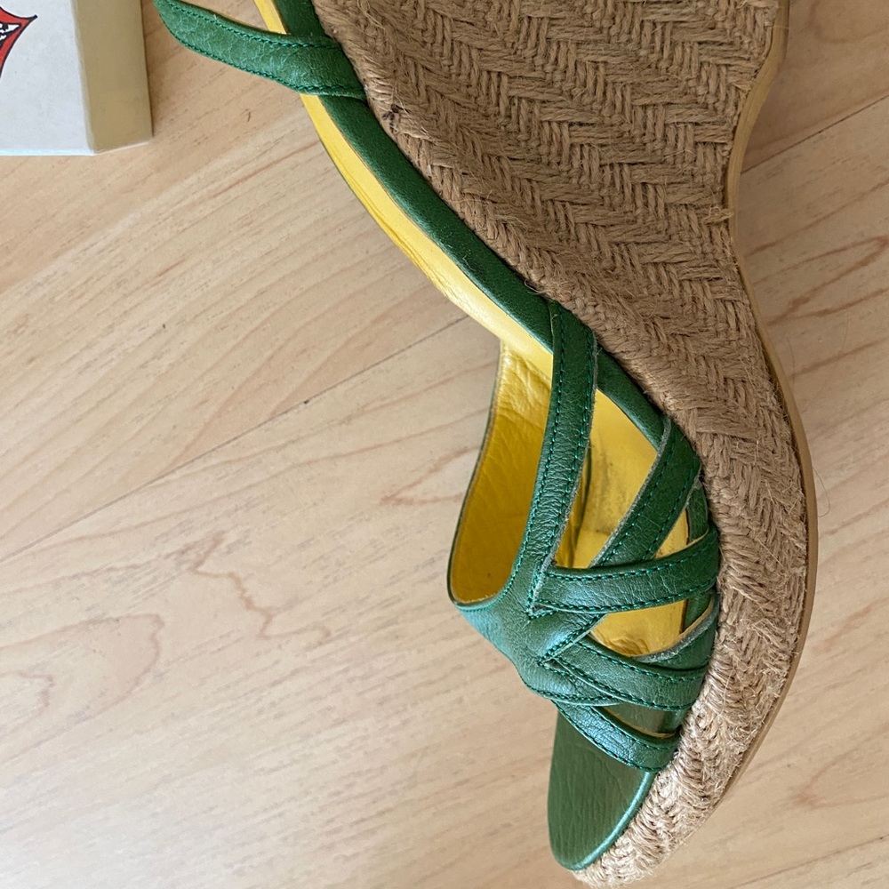 Green Sisal heel wedge